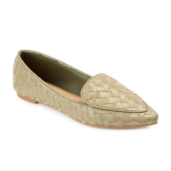 Journee Collection Woven Tan Loafers - Picture 1 of 6